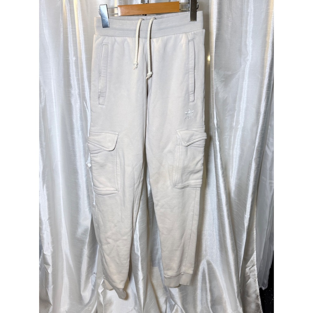 Adidas Cargo Sweatpants Mens XS Off White Excellent Trefoil Fleece Joggers